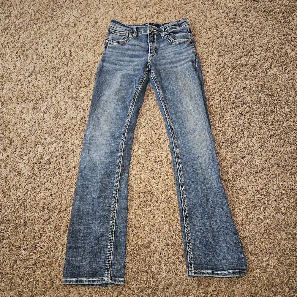 Buckle BKE Denim Boys Jeans Conner Straight Medium Wash Whiskered Size 14 Tall